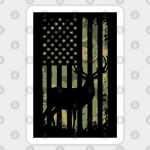 Camo Deer Hunting Flag Sticker by Etopix